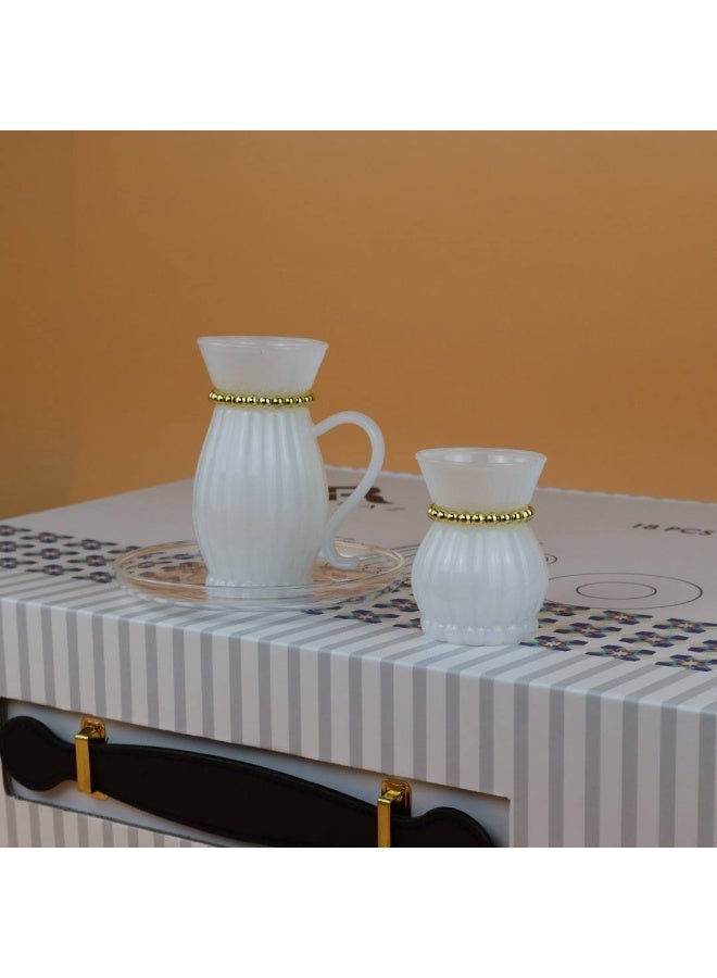 Raz طقم أكواب شاي وقهوة فاخر من الزجاج مع صحون | طقم تقديم الشاي والقهوة | علبة هدايا أنيقة - Image 2